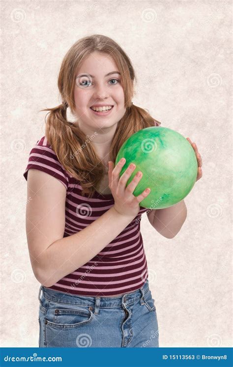 girl holding ball stock  image