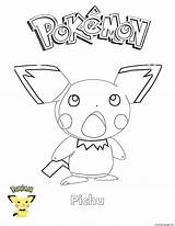 Pichu Pokemon Coloring Pages Printable Pokémon Print Color sketch template