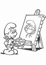 Smurf Aquarela Fazendo Pintor Tudodesenhos Desenho sketch template