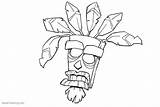 Aku Crash Bandicoot Coloring Pages Printable Kids Coloriage Dessin Colouring Drawings Visit sketch template