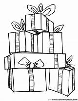 Present Christmas Gift Drawing Clipart Coloring Outline Pages Presents Gifts Printable Color Box Line Birthday Kids Easy Stack Stocking Drawings sketch template
