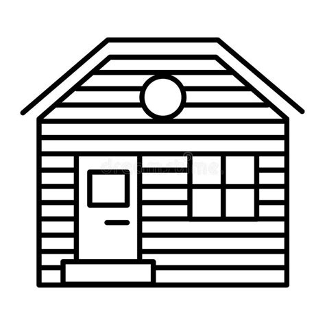wooden house thin  icon lodge vector illustration isolated