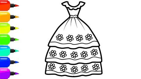 cute dress  colorful flower coloring page  kids skirt coloring