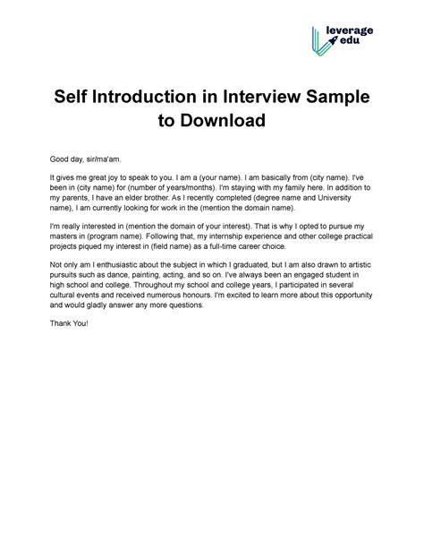 introduction  interview sample    great joy  speak