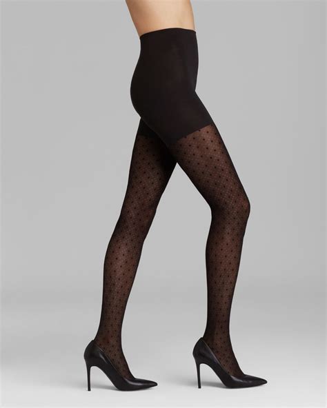 Lyst Spanx Tights Patterned Tightend Tights Dotted Lines In Black