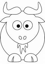Gnu Coloring Baby Drawing sketch template