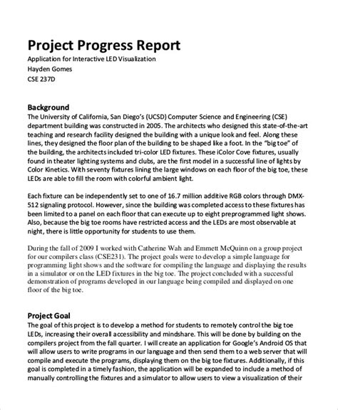 sample project progress reports   google docs ms word