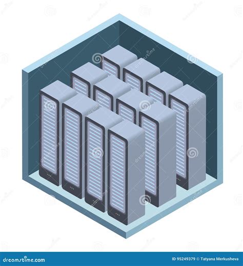 data center icon server room vector illustration  isometric projection isolated  white