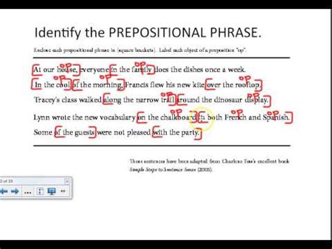 identifying prepositional phrases youtube