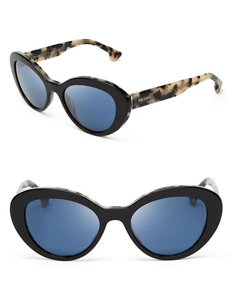 prada cat eye sunglasses in black spotted black matte grey lyst