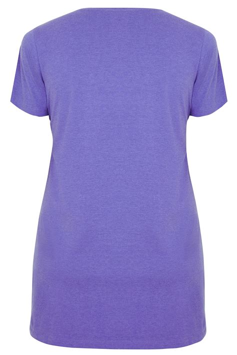 Purple Marl Scoop Neck Longline Jersey T Shirt Plus Size