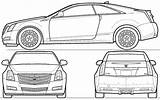 Cadillac Cts Coupe Blueprints Car 2010 Coloring Pages Getoutlines Drawings Cars Outlines Print sketch template