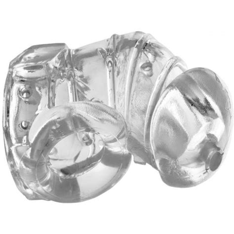 detained 2 0 restrictive chastity cage with nubs clear on