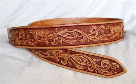 custom  hand tooled leather belt  size  lone tree leather