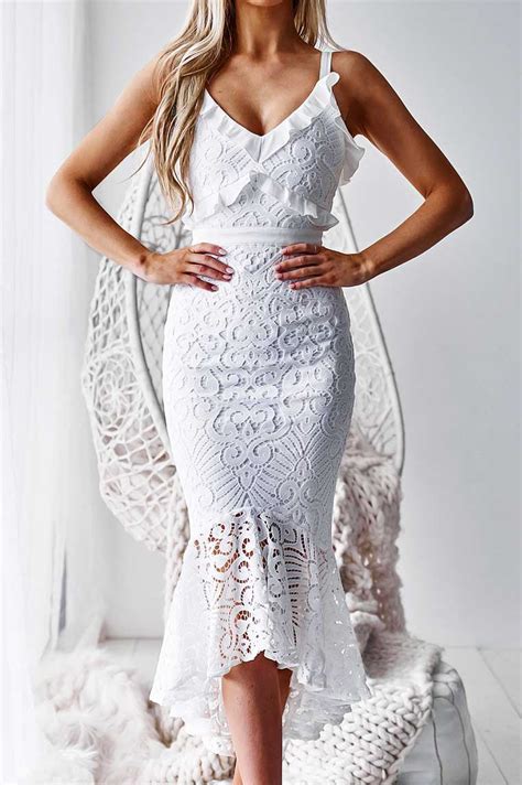 Leanne Lace Midi Dress White