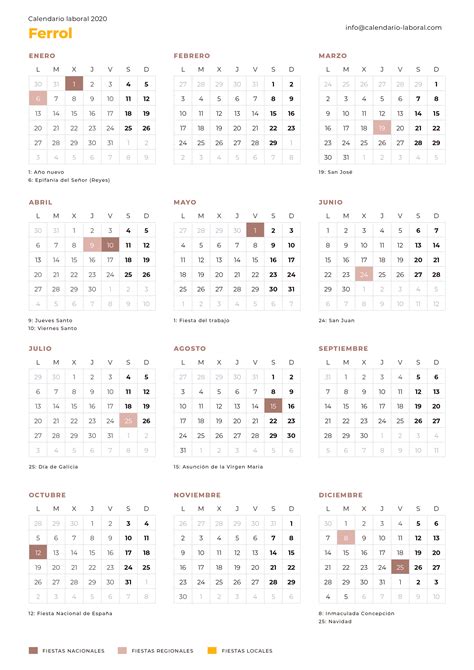 calendario laboral ferrol calendario laboral