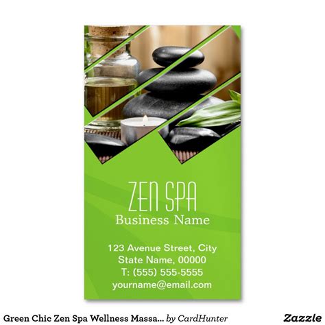 green chic zen spa wellness massage therapist magnetic business card