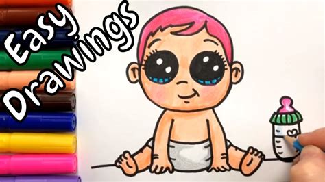 easy drawings   draw cute baby color  draw step  step