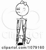 Crutches Clipart Illustration Royalty Stick Using Vector Pams Girl Outlined Pair Medical sketch template