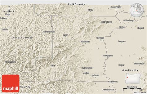 shaded relief  map  benton county