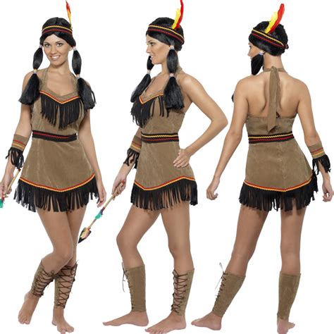 new red indian fancy dress costume squaw sexy native womens mens wild