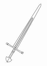 Sword Coloring Outline Clipart Medieval Printable Pages Edupics Large sketch template