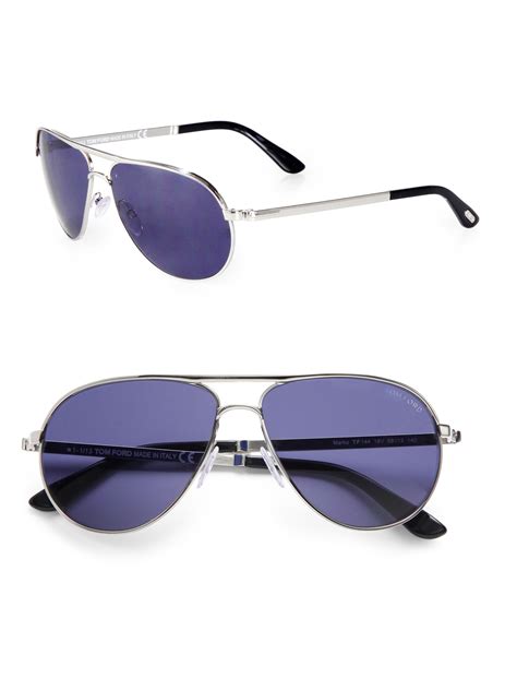 Lyst Tom Ford Marko Metal Aviator Sunglasses In Blue For Men