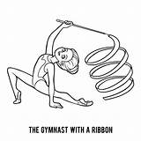 Ribbon Gymnastics Rhythmic Children Gymnast Coloring Book Illustrations Stock Clip sketch template