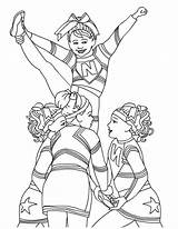 Stunt Coloring Pages Cheerleading Getcolorings Cheerleader Perform sketch template