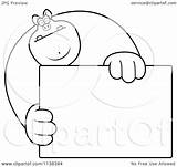 Pig Outlined Buff Holding Sign Clipart Cartoon Thoman Cory Coloring Vector 2021 sketch template