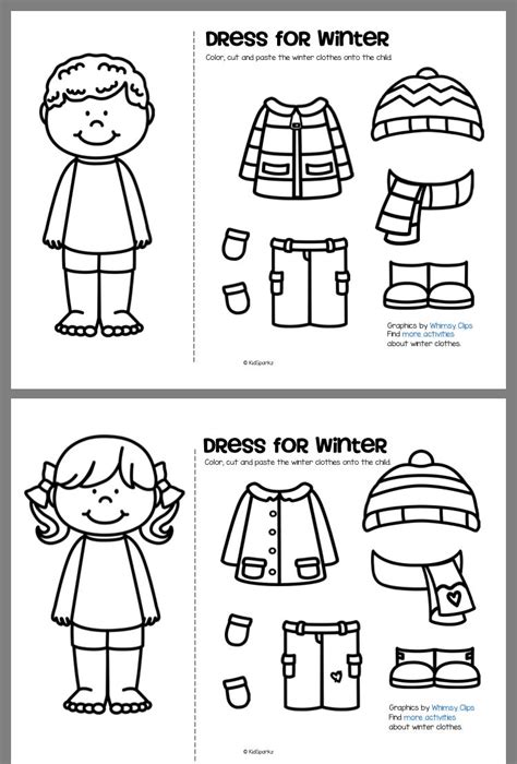 ideal winter clothes cut  paste letter  tracing sheet