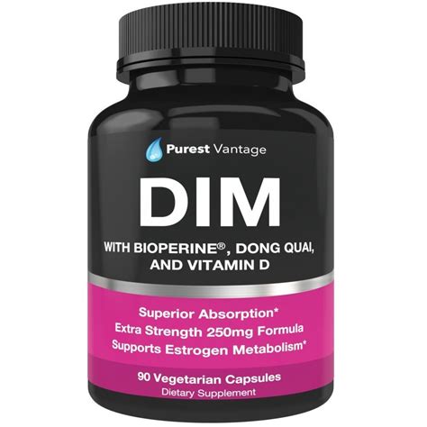 Pure Dim Supplement 250mg Diindolylmethane Plus Bioperine And Dong Quai