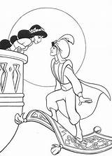 Aladdin Coloring Jasmine Balcony Princess Meet Color Netart Print sketch template