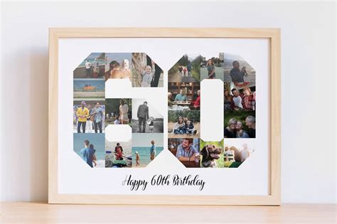 number  photo collage sixtieth birthday collage  year etsy