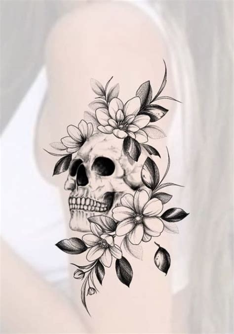 Details 80 Feminine Skull Tattoos With Flowers In Eteachers