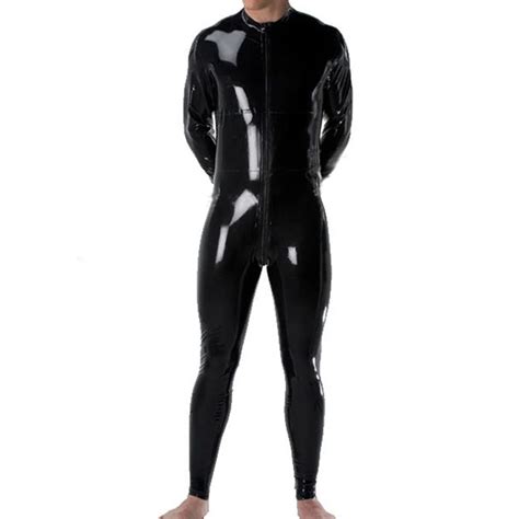 special offer sexy latex catsuits for men black rubber bodysuits full