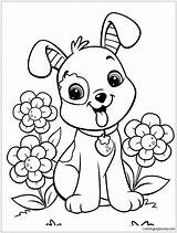 Coloring Pages Girl Puppy Dog Cute Animals Print Color Online sketch template