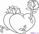 Drawings Coloring Valentine Heart Valentines Hearts Roses Step Drawing Draw Easy Pages Cool Cute Sketch Rose Flowers Tattoo Dragoart Colouring sketch template
