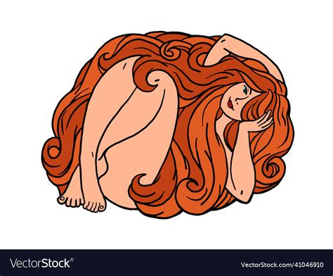 a woman with very long hair naked without clothes vector image