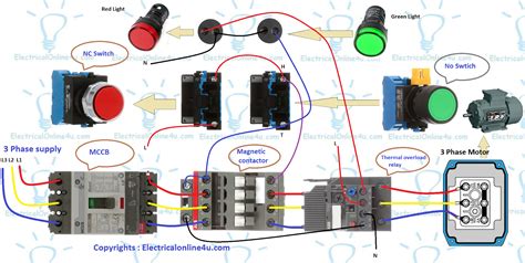 contactor wiring diagram   phase motor