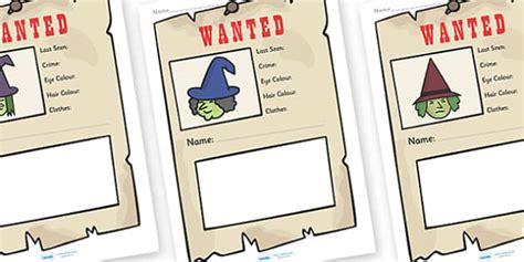 witch wanted poster writing frames teacher  twinkl