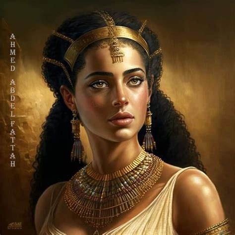 An Egyptian Woman Wearing Gold Jewelry And A Tiara With Her Hair In Braids