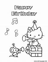 Kitty Birthday Hello Coloring Happy Pages Printable Print Color Musical Top sketch template