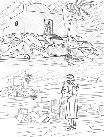 parable    builders wise  foolish builders coloring page