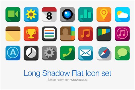 long shadow flat icons  hongkiatcom