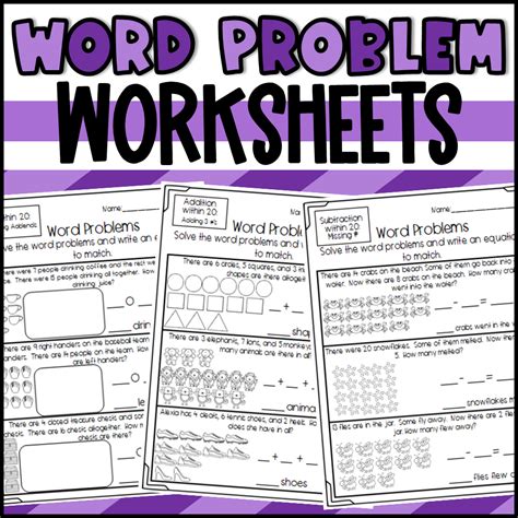 word problem worksheets   teachers
