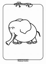 Animals Elephant Easy Coloring Toddlers Pages sketch template