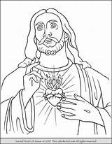 Jesus Coloring Sacred Heart Pages Drawing Catholic Thecatholickid Kids Printable Children Color Bible Visit Easter Books Cross sketch template