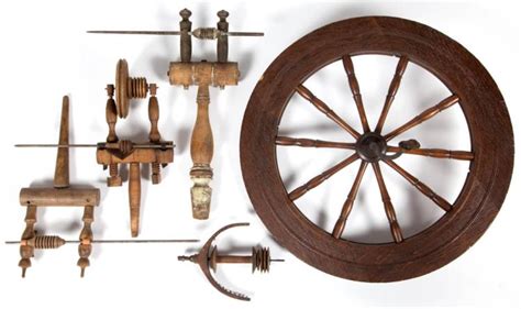 sold  auction assorted spinning wheel parts lot