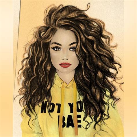 girly art illustrations curly hair enda milam